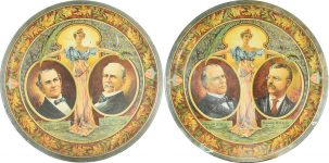 Other Collectibles 1900 GRAPHIC 12″ MCKINLEY & BRYAN TIN TRAYS (2)-SCARCE VG+/EXC-BRIGHT & PRETTY!