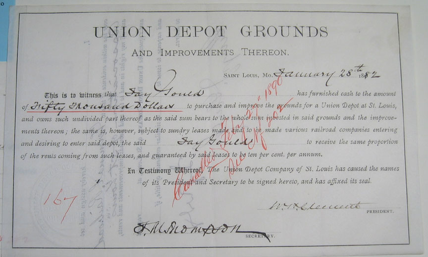 Other Collectibles 1882 CASH RECEIPT FOR $50,000 JAY AND GEORGE GOULD SIGNED, VERY RARE! CHOICE
