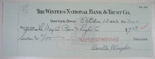 Documents & Autographs 1942 ORVILLE WRIGHT ORIGINAL SIGNED CHECK EXC/NR MINT, WRIGHT BROTHERS