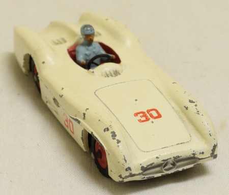Dinky 1962 DINKY #237 MERCEDES BENZ RACER, CREAM, RED PLASTIC HUBS, BLUE DRIVER-FAIR