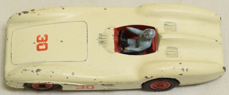 Dinky 1962 DINKY #237 MERCEDES BENZ RACER, CREAM, RED PLASTIC HUBS, BLUE DRIVER-FAIR