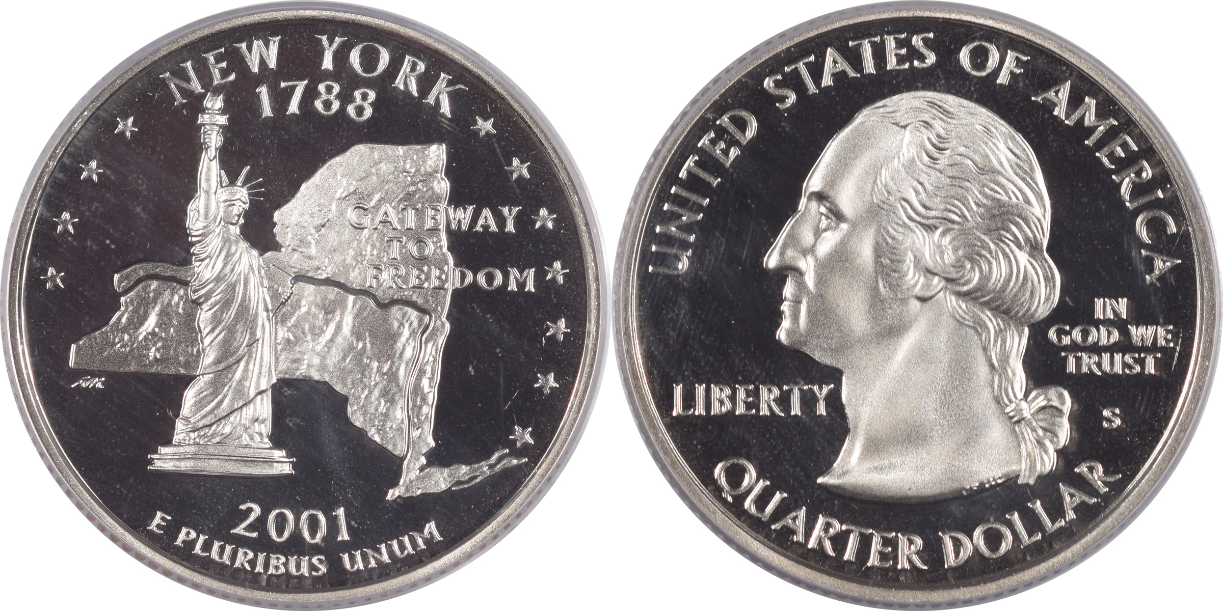 2001-S NEW YORK PROOF STATE QUARTER 2 COIN SILVER & CLAD ...