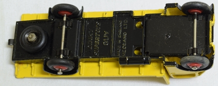 Dinky DINKY #512 GUY FLAT TRUCK, 1st CAB, RARE YELLOW W/ BLACK WINGS, RED HUBS-EXC/BOX