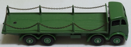 Vintage Diecast Toys DINKY #905 FODEN FLAT TRUCK W/ CHAINS, GREEN, NEAR-MINT W/ EXC BLUE STRIPED BOX