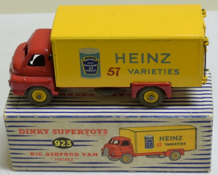 Vintage Diecast Toys DINKY #923 BIG BEDFORD VAN HEINZ W/ BAKED BEAN CAN, NEAR MINT, EXC ORIGINAL BOX!