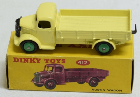 Vintage Diecast Toys RARE DINKY #412 AUSTIN WAGON, LEMON YELLOW, MID-GREEN HUBS, MINT, VG CORRECT BOX