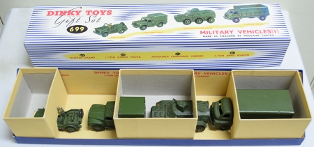 Dinky DINKY #699 MILITARY VEHICLES GIFT SET, EXC MODELS (4) IN HIGH-QUALITY REPRO BOX!