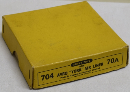 Dinky DINKY #70A AVRO “YORK” AIR LINER, NEAR-MINT W/ VG+/EXC ORIGINAL YELLOW BOX