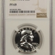 New Certified Coins 1956 PROOF FRANKLIN HALF DOLLAR, TY II – NGC PF-69, NEARLY CAMEO!