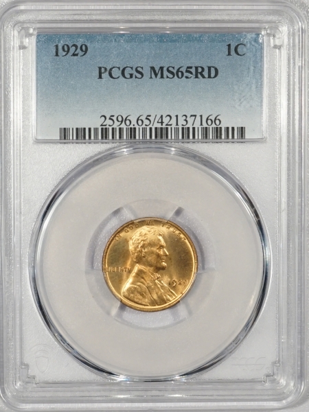 New Certified Coins 1929 LINCOLN CENT – PCGS MS-65 RD RED GEM!