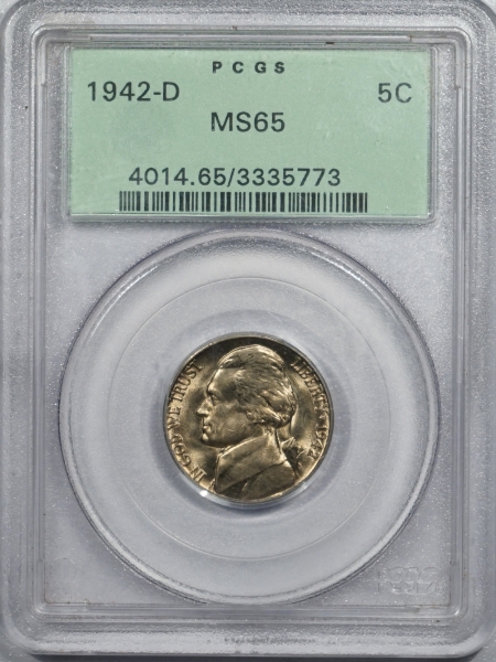 New Certified Coins 1942-D JEFFERSON NICKEL – PCGS MS-65