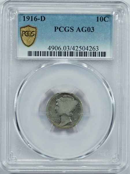 New Certified Coins 1916-D MERCURY DIME – PCGS AG-3 KEY DATE!