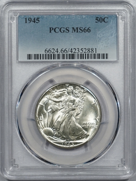 New Certified Coins 1945 WALKING LIBERTY HALF DOLLAR – PCGS MS-66