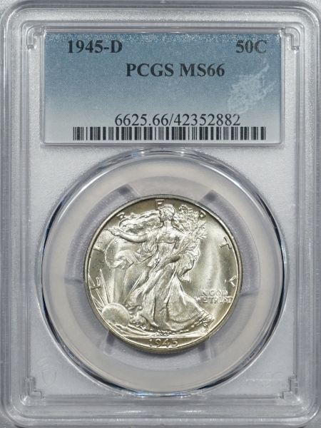 New Certified Coins 1945-D WALKING LIBERTY HALF DOLLAR – PCGS MS-66
