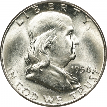 New Certified Coins 1950 FRANKLIN HALF DOLLAR – PCGS MS-65 FBL BLAST WHITE!