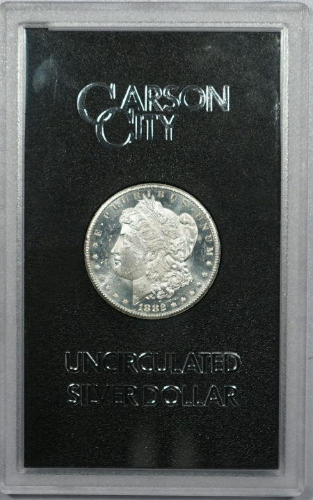 New Certified Coins 1882-CC MORGAN DOLLAR GSA BOX & CARD, UNCIRCULATD FULL PL/DMPL, ORIG MAILING BOX