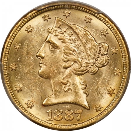 New Certified Coins 1887-S $5 LIBERTY HEAD GOLD – PCGS MS-63 SUPER FLASHY!