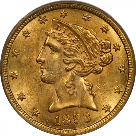 New Certified Coins 1893-S $5 LIBERTY HEAD GOLD – PCGS MS-62 FRESH & FLASHY OLDER HOLDER!