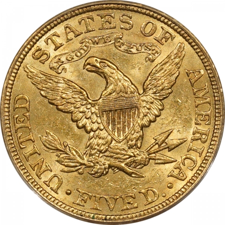 New Certified Coins 1908 $5 LIBERTY HEAD GOLD – PCGS MS-62 TRANSITIONAL DATE LOOKS CHOICE!