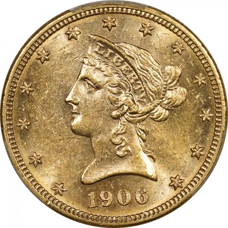 New Certified Coins 1906-D $10 LIBERTY HEAD GOLD – PCGS MS-61, FIRST YEAR DENVER MINT GOLD