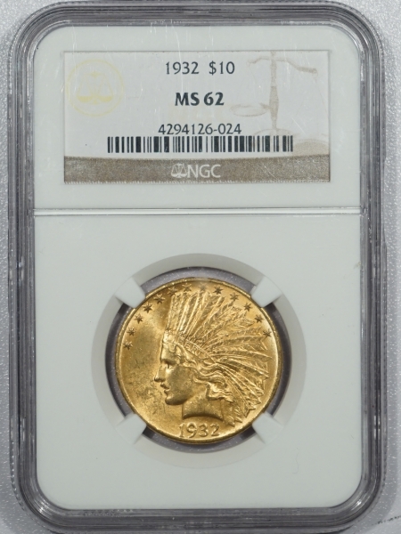 New Certified Coins 1932 $10 INDIAN HEAD GOLD – NGC MS-62