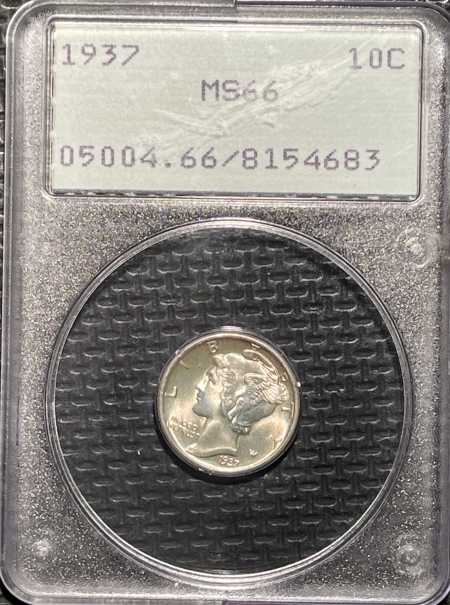 New Certified Coins 1937 MERCURY DIME – PCGS MS-66 LOOKS 67! PREMIUM QUALITY! RATTLER!