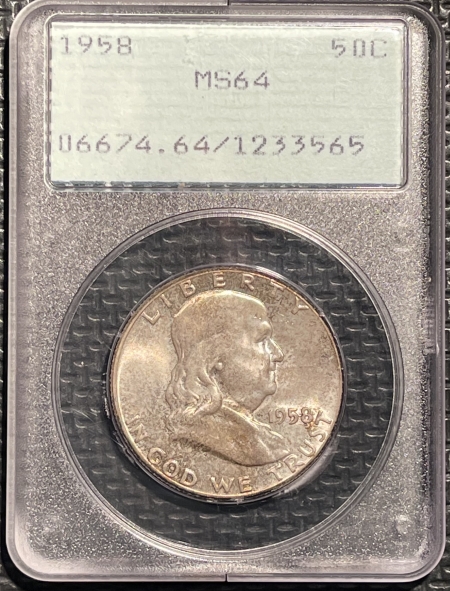 New Certified Coins 1958 FRANKLIN HALF DOLLAR – PCGS MS-64 PREMIUM QUALITY! RATTLER!