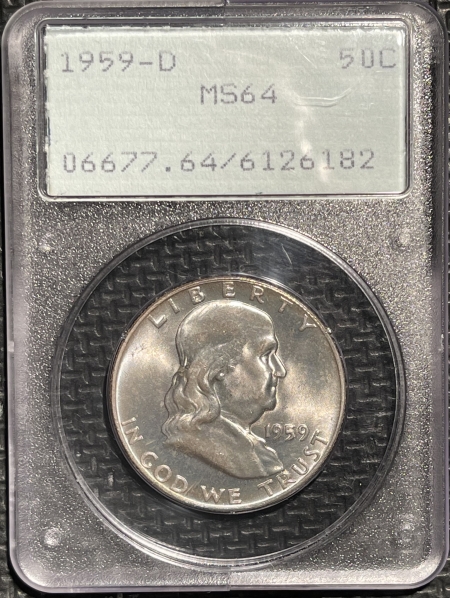 New Certified Coins 1959-D FRANKLIN HALF DOLLAR – PCGS MS-64