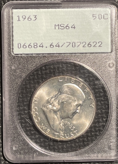 New Certified Coins 1963 FRANKLIN HALF DOLLAR – PCGS MS-64 RATTLER!