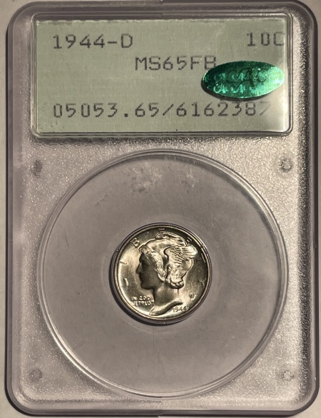 New Certified Coins 1944-D MERCURY DIME – PCGS MS-65 FB PREMIUM QUALITY++ CAC APPROVED! RATTLER!