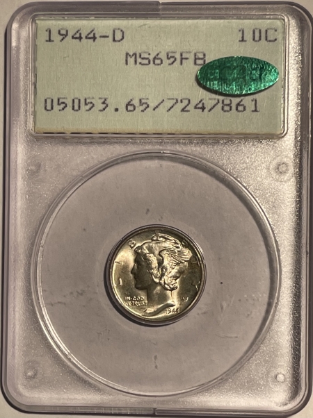 New Certified Coins 1944-D MERCURY DIME – PCGS MS-65 FB PREMIUM QUALITY++ CAC! RATTLER!
