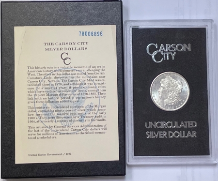 New Certified Coins 1878-CC MORGAN DOLLAR GSA WITH BOX AND 1878 CARD – BRILLIANT UNCIRCULATED