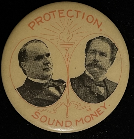 Other Collectibles 1896 MCKINLEY-HOBART SOUND MONEY, 1 3/4″ CELLO, JUGATE – EXCELLENT/NEAR MINT!