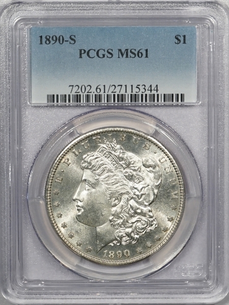 New Certified Coins 1890-S MORGAN DOLLAR – PCGS MS-61 PREMIUM QUALITY!