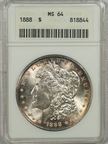 New Certified Coins 1888 MORGAN DOLLAR – ANACS MS-64 PRETTY!