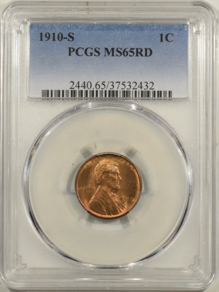 New Certified Coins 1910-S LINCOLN CENT – PCGS MS-65 RD, FRESH GEM!