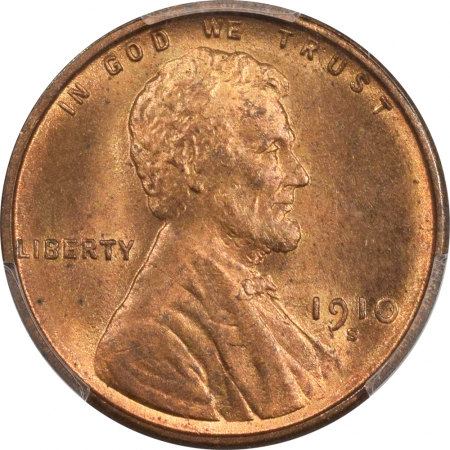 New Certified Coins 1910-S LINCOLN CENT – PCGS MS-65 RD, FRESH GEM!