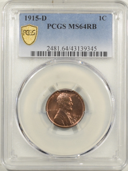 New Certified Coins 1915-D LINCOLN CENT – PCGS MS-64 RB PREMIUM QUALITY!