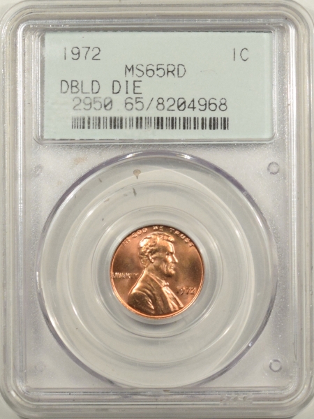 New Certified Coins 1972 LINCOLN CENT – DOUBLE DIE – PCGS MS-65 RD BLAZER, PQ & 2 PC RATTLER!