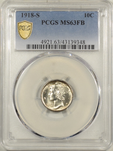 New Certified Coins 1918-S MERCURY DIME – PCGS MS-63 FB PREMIUM QUALITY!