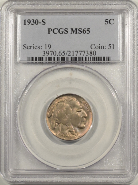 New Certified Coins 1930-S BUFFALO NICKEL – PCGS MS-65 PREMIUM QUALITY!