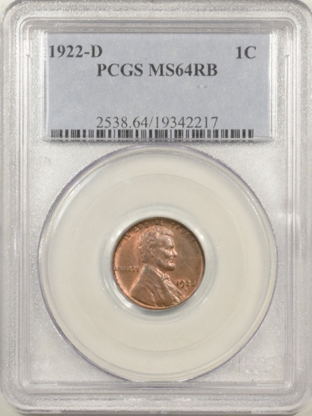 New Certified Coins 1922-D LINCOLN CENT – PCGS MS-64 RB