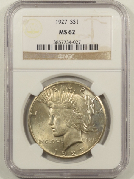 New Certified Coins 1927 PEACE DOLLAR – NGC MS-62