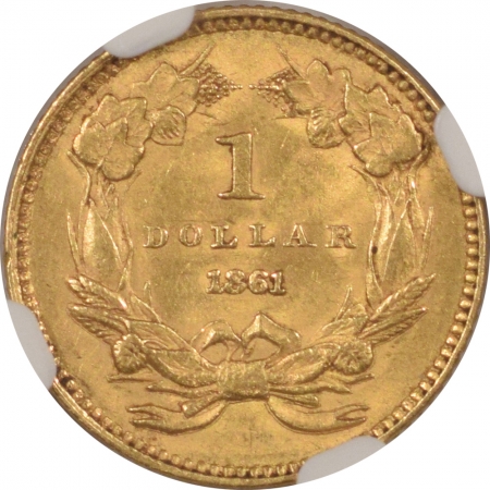 New Certified Coins 1861 GOLD DOLLAR – NGC MS-62