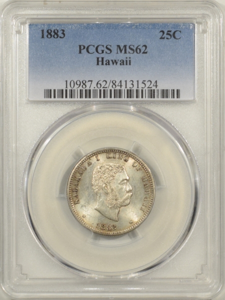 New Certified Coins 1883 HAWAII SILVER QUARTER – PCGS MS-62, FRESH & FLASHY!