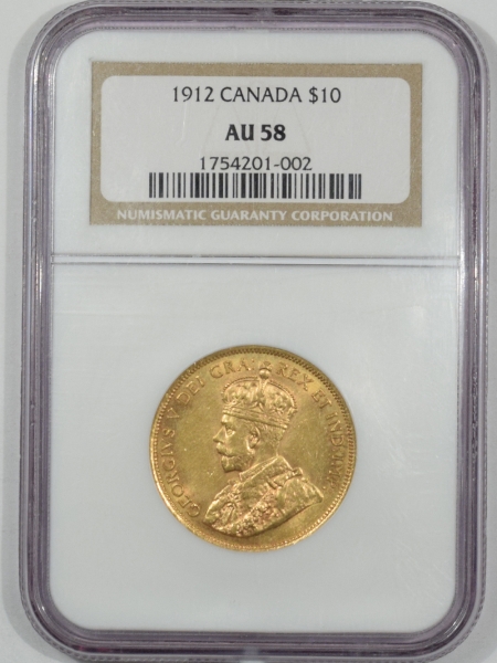 New Certified Coins 1912 $10 CANADA GOLD – NGC AU-58