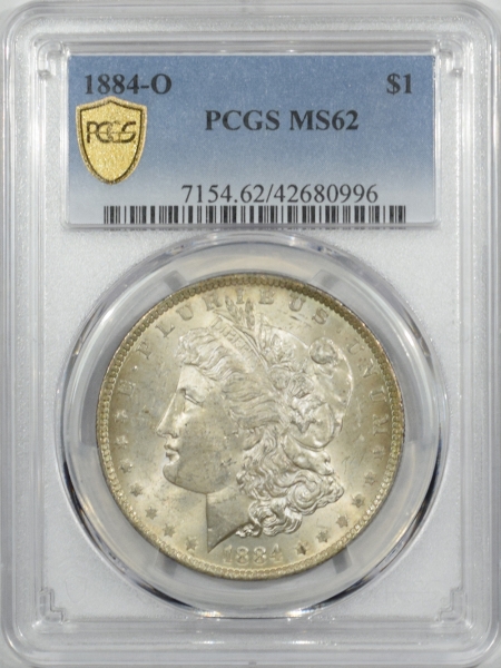 New Certified Coins 1884-O MORGAN DOLLAR – PCGS MS-62, GORGEOUS REVERSE TONING! MONSTER RAINBOW