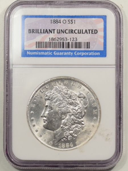 New Certified Coins 1884-O MORGAN DOLLAR NGC BRILLIANT UNCIRCULATED, FLAG HOLDER