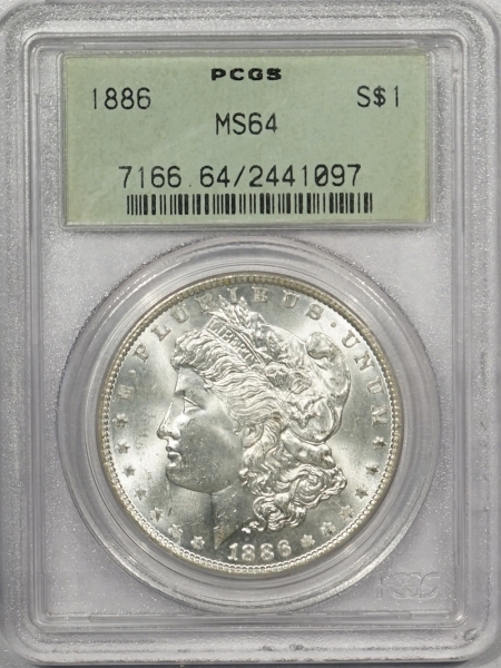New Certified Coins 1886 MORGAN DOLLAR – PCGS MS-64 LOOKS 65, OGH & PREMIUM QUALITY!
