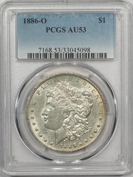 New Certified Coins 1886-O MORGAN DOLLAR – PCGS AU-53 PREMIUM QUALITY!